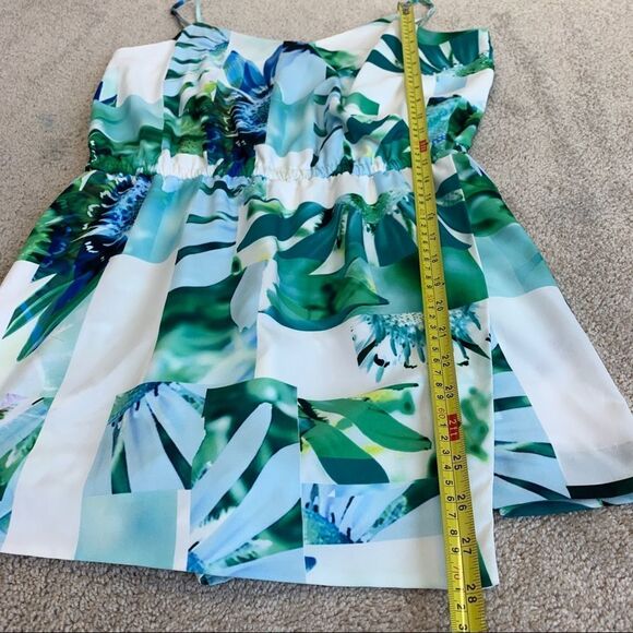 CECE by Cynthia Steffe tropical floral wrap romper blue green Sz 8 NWOT - Picture 10 of 13